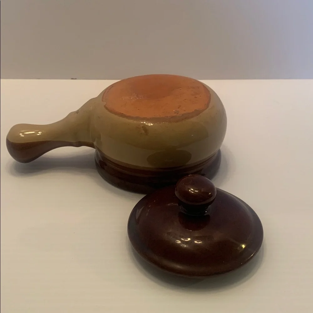Vintage Stoneware Soup Bowls With Lid And Handle